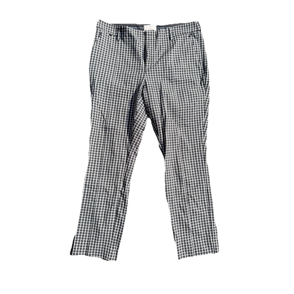 Anthropologie The Essential Slim Trouser Pants in White Black Windowpane - 10